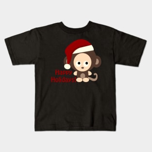 Happy Holidays Santa Monkey Kids T-Shirt